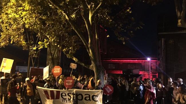 Protesters at the entrance to the celebration.