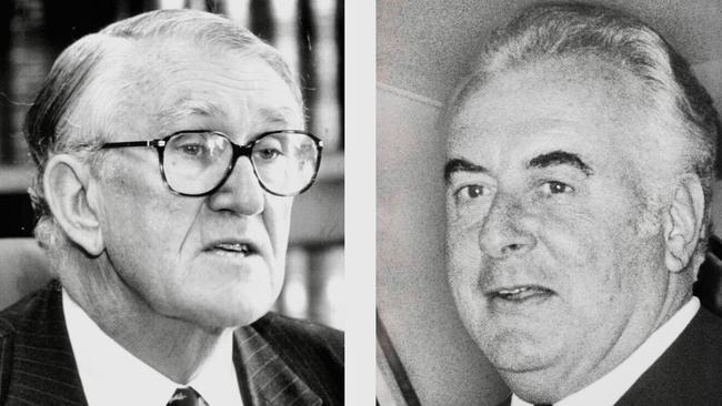 Giants from the 1970s-80s, the Liberals’ Malcolm Fraser and Labor’s Gough Whitlam.