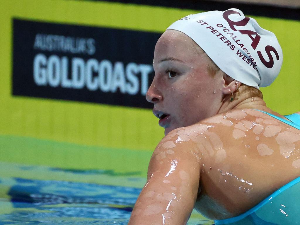 Mollie O'Callaghan swan the fastest time of the year. Picture: Tertius Pickard/AFP