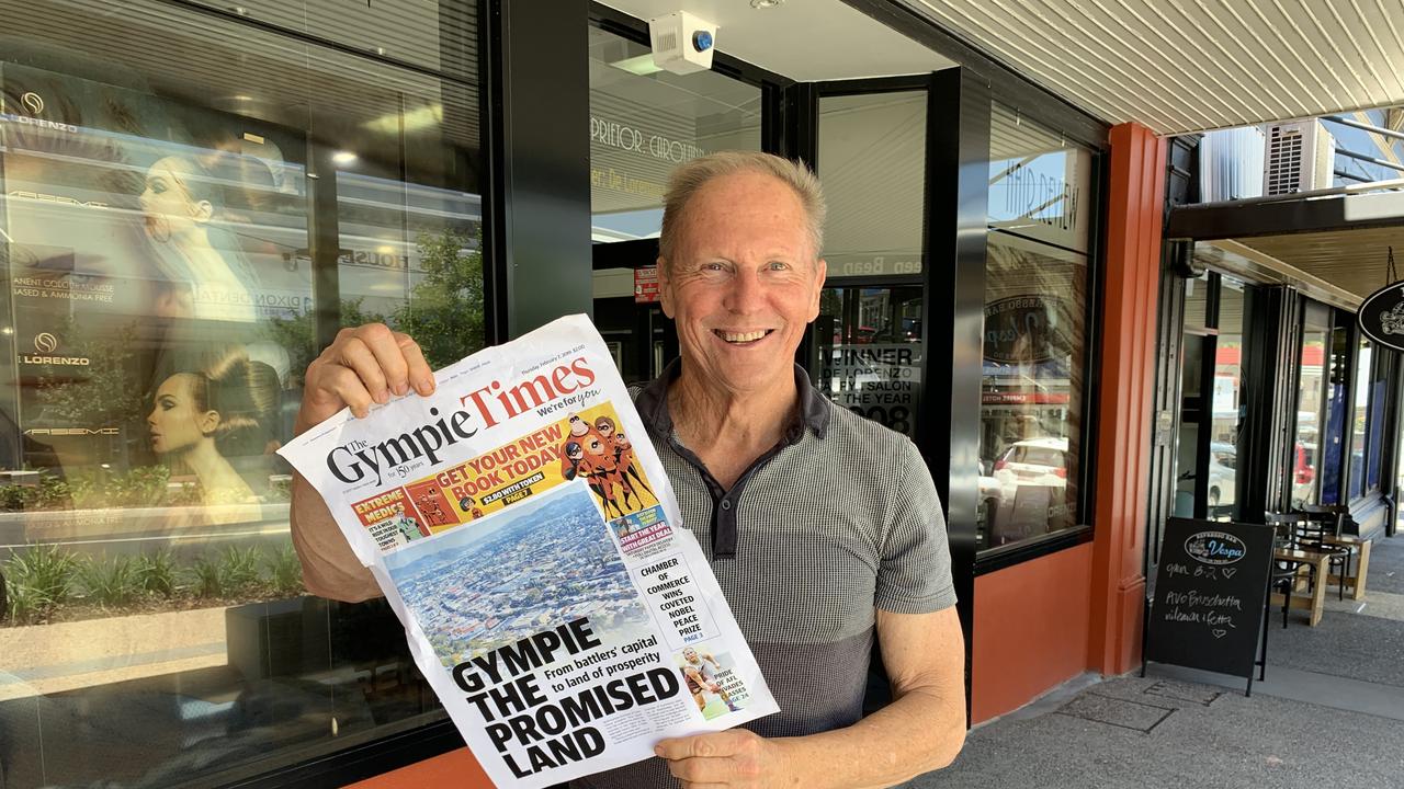 Tony Goodman with a copy of The Gympie Times.