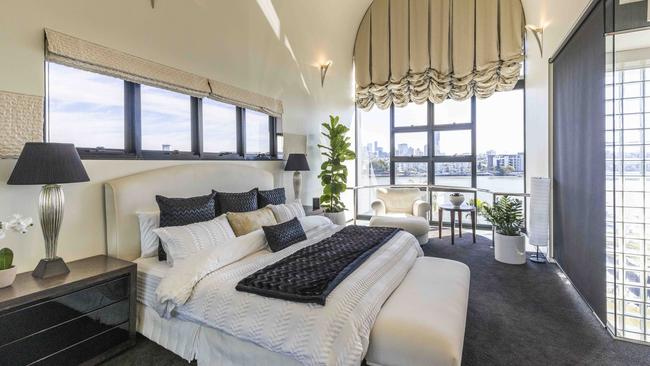 The main bedroom features an arched dome and stunning views across the river. Picture: Glenn Hunt