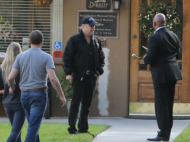 Todd Fisher (centre), Debbie Reynold's son and Carrie Fisher's brother, visits Hollywood Forever Cemetery in Los Angeles. Picture: Splash