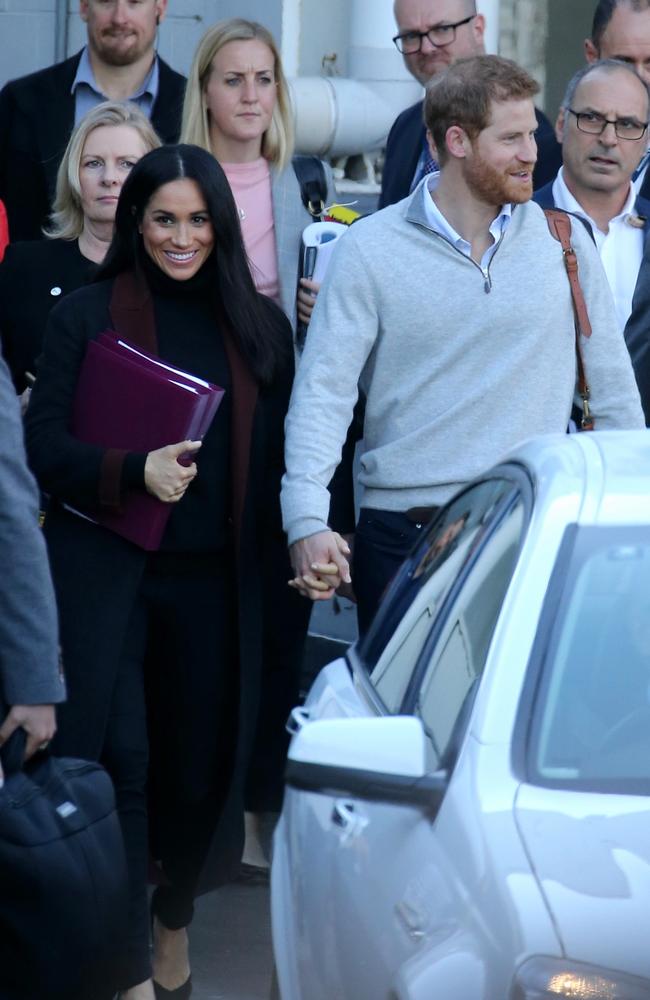 Meghan and Harry arrive in Sydney yesterday. Picture John Grainger