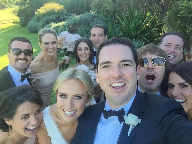 Peter Stefanovic and Sylvia Jeffreys with their wedding guests. Picture: Instagram