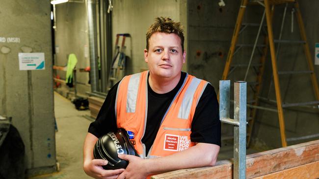 CFMEU construction division national secretary Zach Smith is pushing for a super profits tax slugging companies with turnovers above $100m to build almost 1 million homes. Picture: Aaron Francis