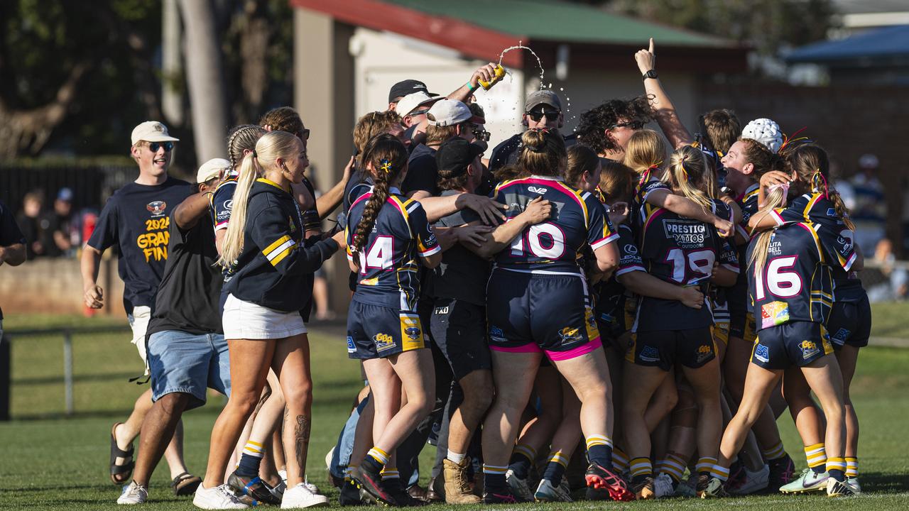 Highfields celebrate their win against Gatton in the TRL Women grand final at Toowoomba Sports Ground, Saturday, September 14, 2024. Picture: Kevin Farmer