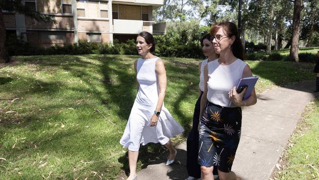 Housing Minister Rose Jackson (left) at the Wade Street Towers. Picture: Ted Lamb