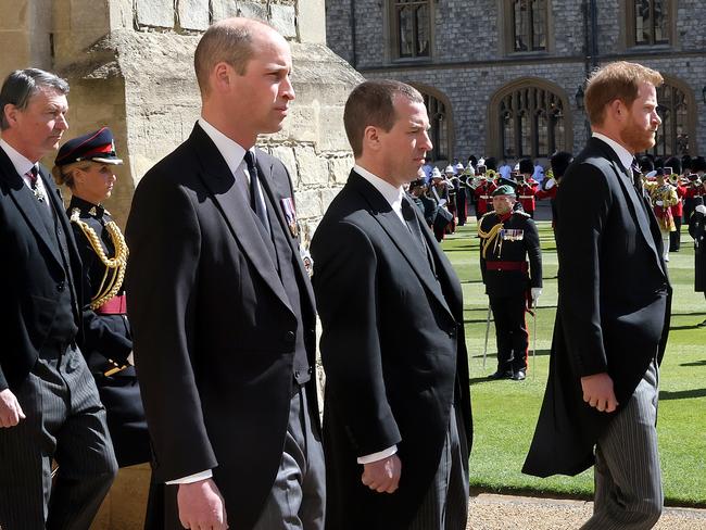 Prince Harry was reportedly shocked by the frosty reception he received from his family at Prince Philip’s funeral. Picture: AFP