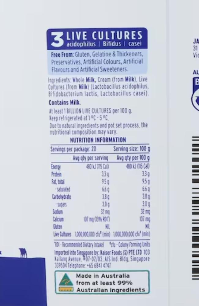 The new nutrition label. Picture: Woolworths