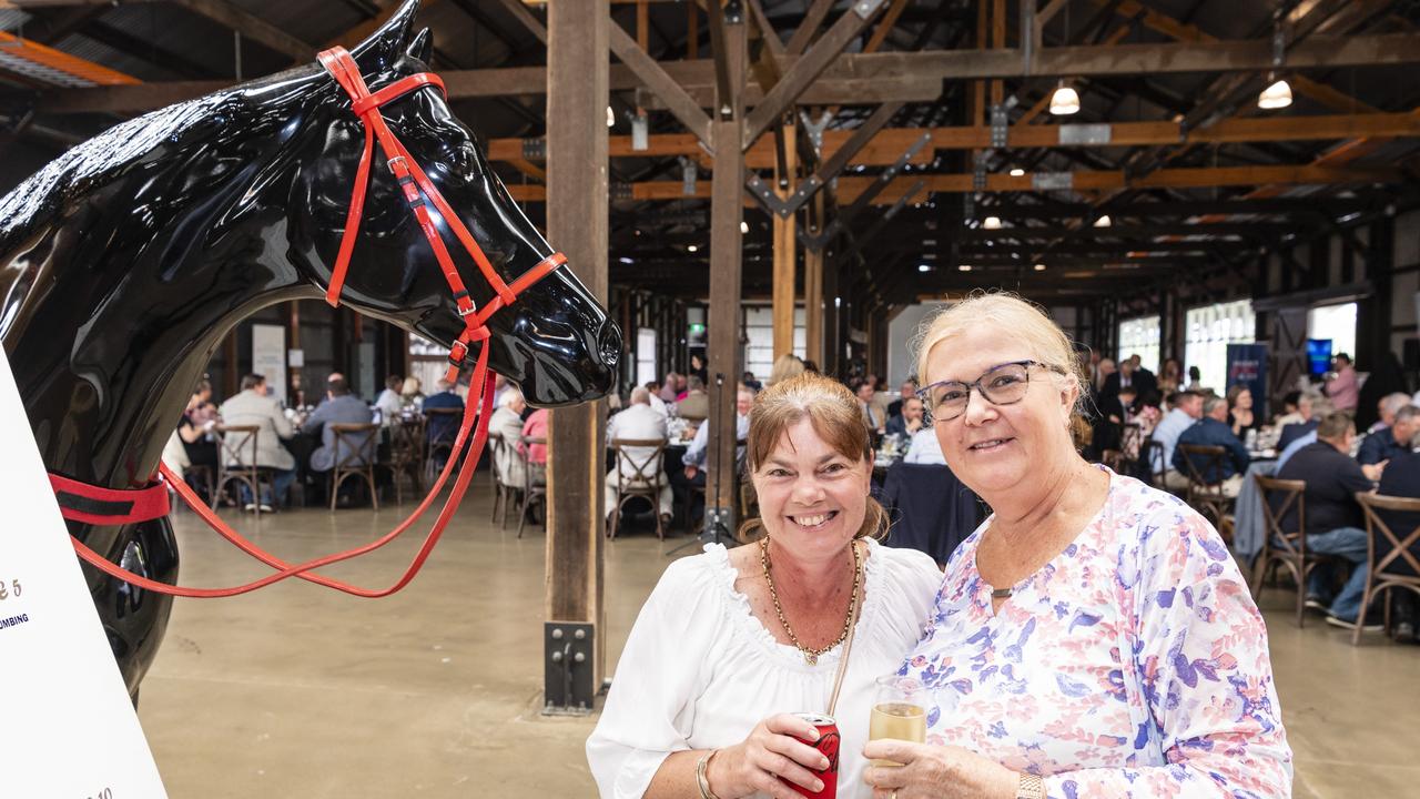 Yvette Reedy (left) and Judy Kemp at the slot holder draw luncheon for Mort and Co King of the Mountain, Friday, October 7, 2022. Picture: Kevin Farmer