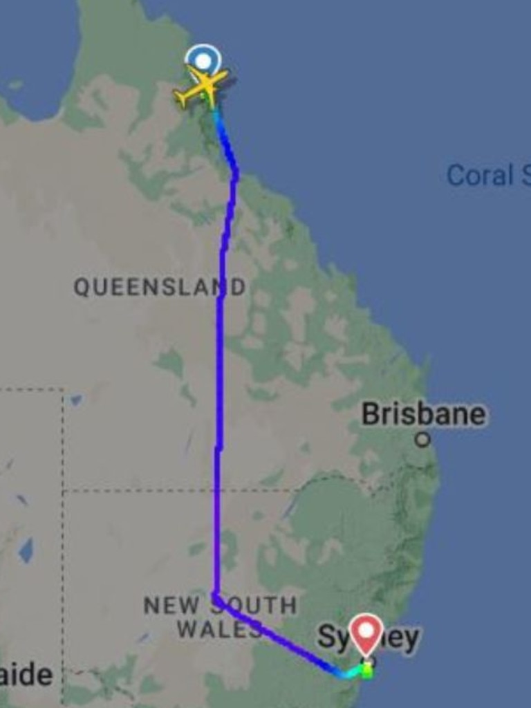 The diversion was made on the flight's route from Cairns to Melbourne.