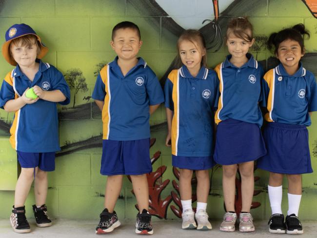 Mount Perry State School prep students 2024. From left: Seth Slatter, Mason Nguyen, Xiza Wood, Ahri Knight and Ruby Moo.