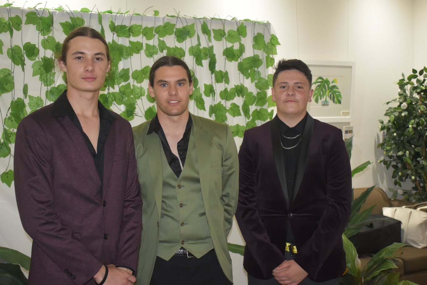 <p>Kaleb Bracken, Josh Clinton and Kai Stack at their formal.</p>