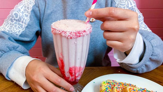 Live your childhood again by having a jam lamington milkshake. Picture: Jenifer Jagielski