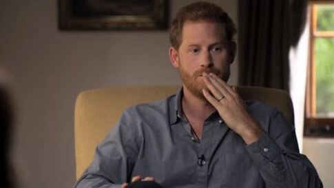 Prince Harry speaks to Oprah Winfrey in a new docuseries on mental health. Picture: Apple TV