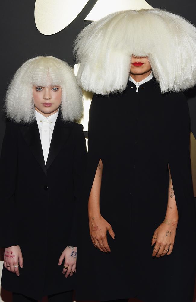 Sia and mini-Sia, aka Maddie Ziegler at the Grammys.