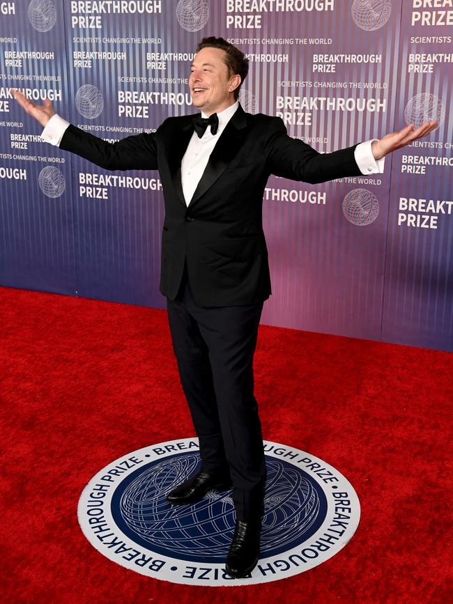 Elon Musk attends the 10th Breakthrough Prize Ceremony at the Academy of Motion Picture Arts and Sciences in Los Angeles. Pictures: Jon Kopaloff/Getty Images