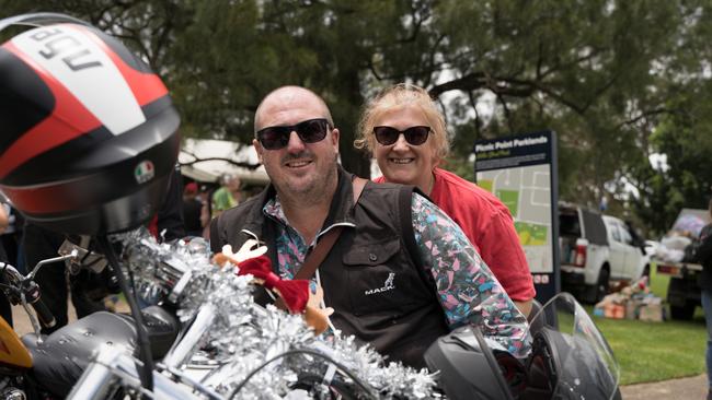 Damian and Leah McCarthy at the Downs Motorcycle Sport Club 2024 toy run. Sunday, December 15, 2024. Picture: Christine Schindler