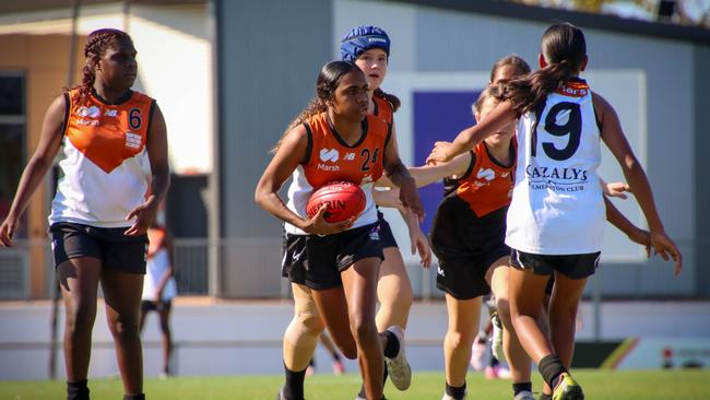 The most talented young female footballers from across the NT have been selected to take part in the 2025 NT Talent Academy. Picture: AFLNT Media