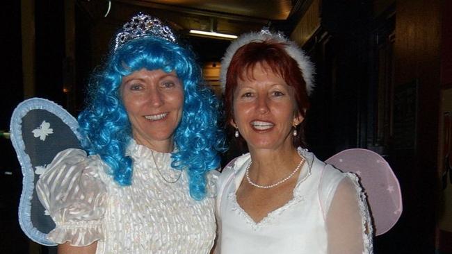 Desma Munro & Janette Hartmann of Bowen on their way to a dress up birthday party in a Flinders Street East venue Pic Bryan Lynch AD116078
