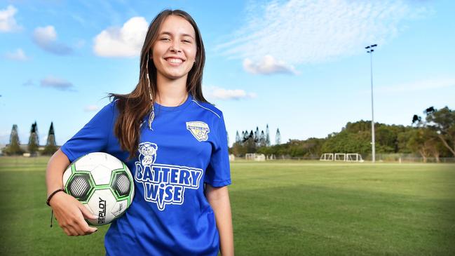 Kawana FC player India Fredericks. Pictured: Patrick Woods.