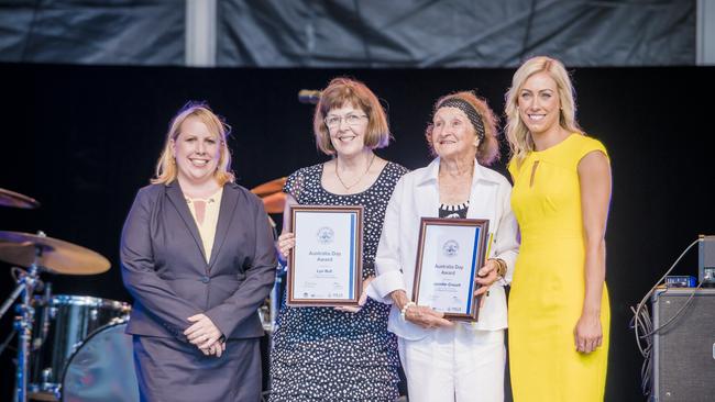 Hills Shire Mayor (far left) celebrates Australia Day in 2018. Picture: Jennifer Crouch