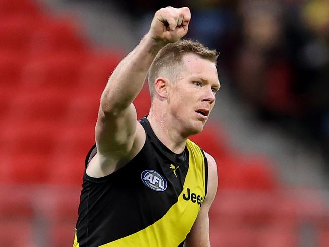 Riewoldt’s Tigers sit a game out of the eight after 17 rounds. (Photo by Brendon Thorne/Getty Images)