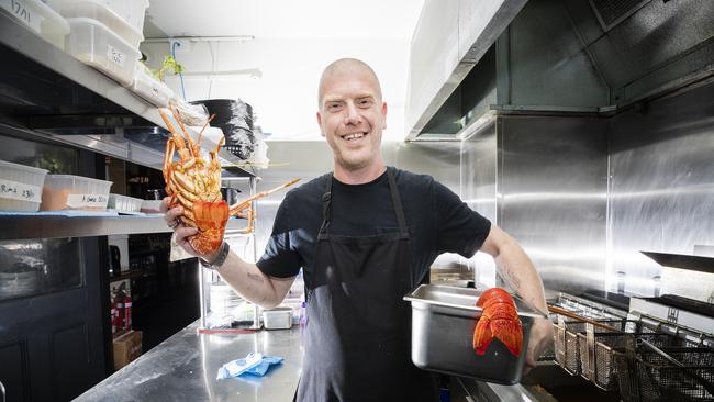 Whaler Chef Daniel Toone tells us how to prepare a crayfish. Picture: RICHARD JUPE