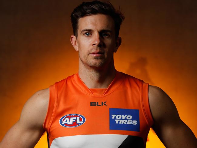 MELBOURNE, AUSTRALIA - OCTOBER 25: New Giants recruit Brett Deledio poses for a photograph during a GWS Giants press conference at AFL House on October 25, 2016 in Melbourne, Australia. (Photo by Michael Willson/AFL Media/Getty Images)