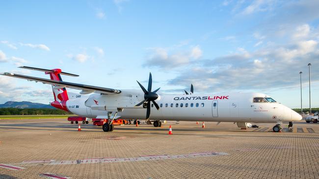 QantasLink Q400 aircraft named Horn Island at Cairns Airport. Picture: Qantas