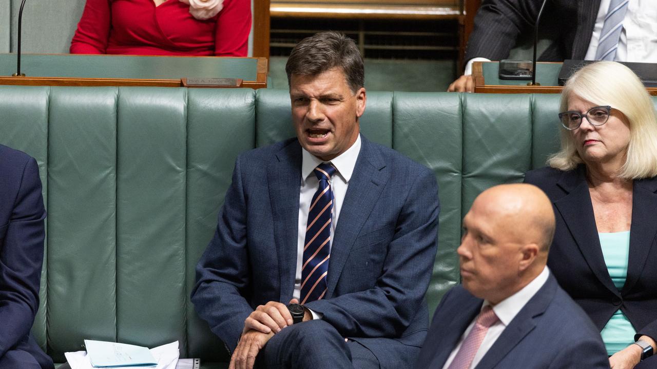 Angus Taylor was asked to withdraw after he got caught up in a fiery exchange with the Prime Minister. Picture: NCA NewsWire / Gary Ramage