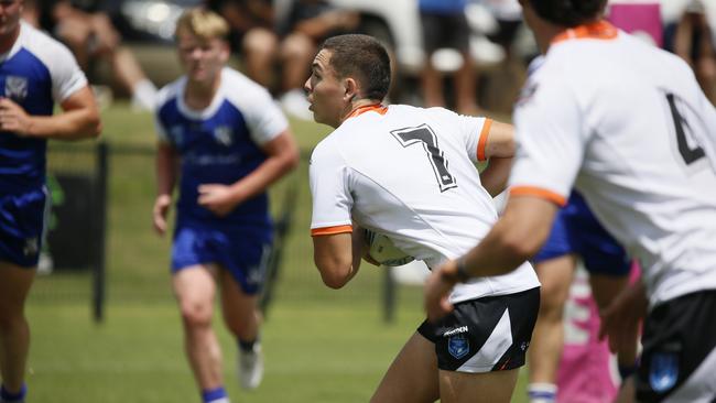 Dion Williams in action for the Macarthur Wests Tigers against the North Coast Bulldogs during round two of the Laurie Daley Cup at Kirkham Oval, Camden, 10 February 2024. Picture: Warren Gannon Photography