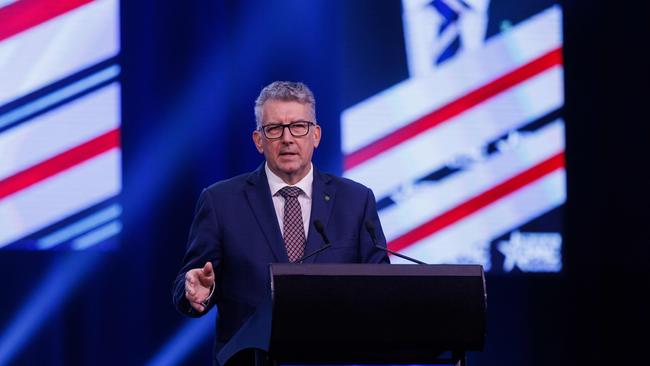 SYDNEY, AUSTRALIA - NewsWire Photos AUGUST 20, 2023: CPAC conservative conference at The Star this morning. Pictured is Keith Pitt MP (former minister for resources) speaking about nuclear energy. Picture: NCA NewsWire / David Swift