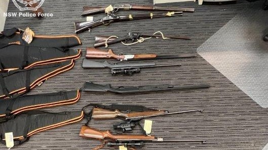 Some of the firearms allegedly seized from a Williamtown property. Picture: NSW Police