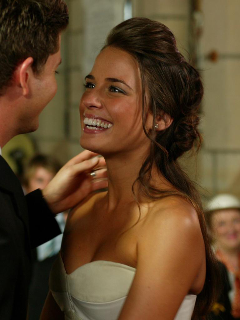 Jodi Gordon at her Home and Away character’s TV wedding in 2006.