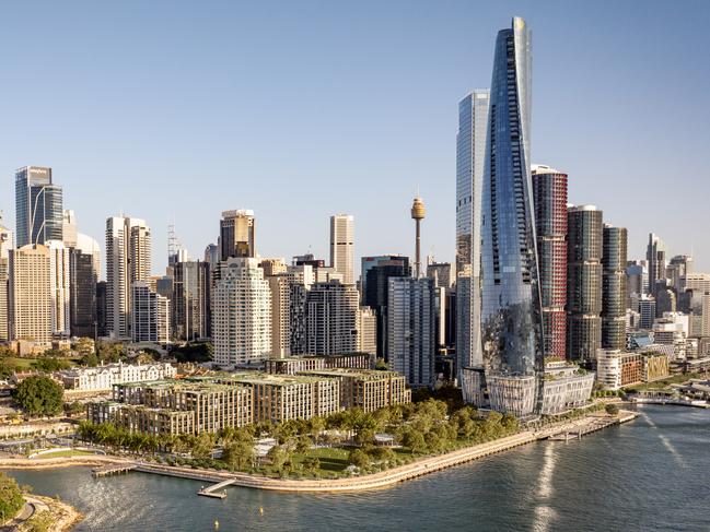 A render of the Barangaroo Central project as it sits among its towering neighbours.