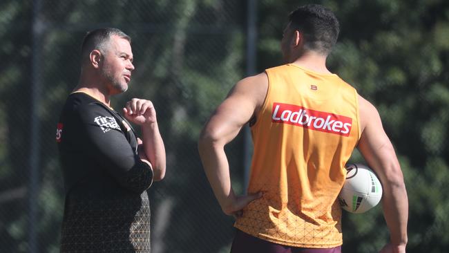 It appears to be a matter of when not if Anthony Seibold parts company with Brisbane Broncos. Picture: Annette Dew