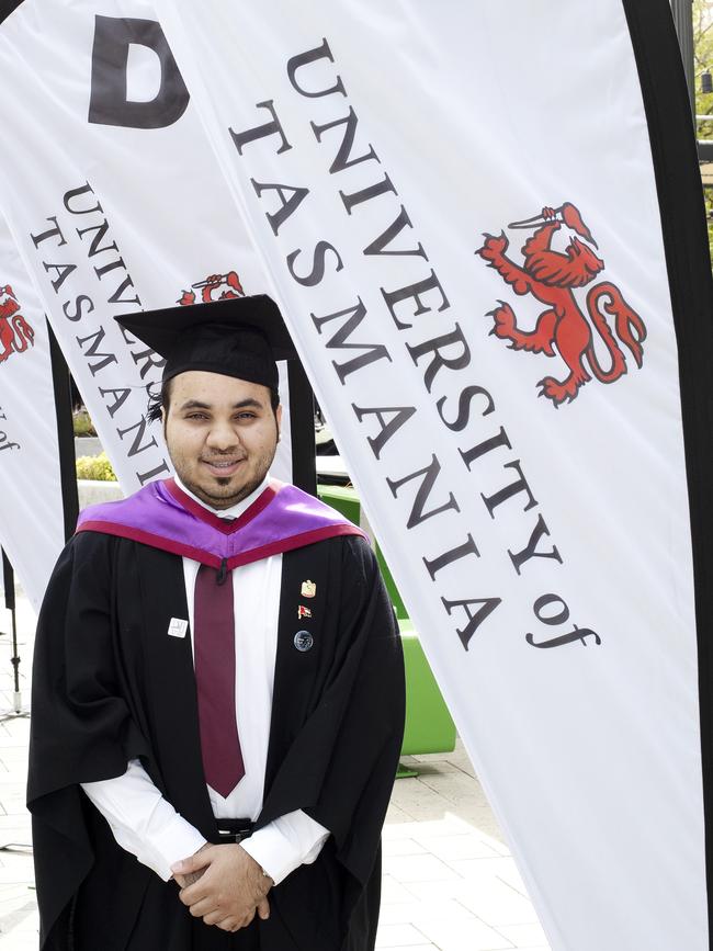 Kahled Alhefeiti at the UTAS Graduation at Launceston. PICTURE CHRIS KIDD
