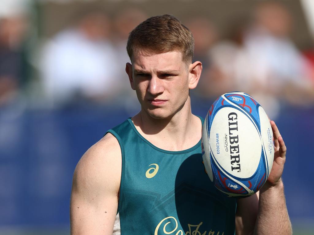 SAINT-ETIENNE, FRANCE - AUGUST 31: Max Jorgensen during a training session ahead of the Rugby World Cup France 2023, at Stade Roger Baudras on August 31, 2023 in Saint-Etienne, France. (Photo by Chris Hyde/Getty Images)