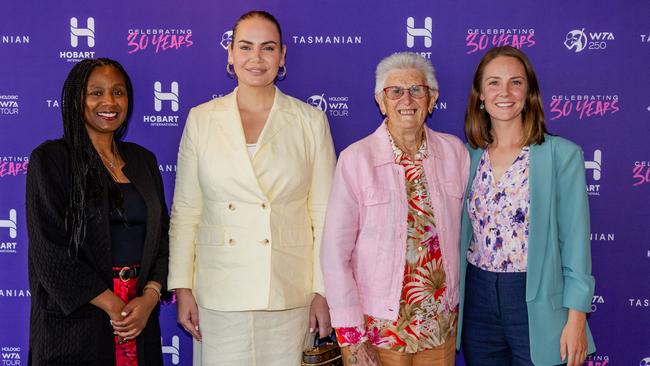 Panel WTA chief executive Portia Archer, Jelena Dokic, Judy Dalton, and Tennis Tasmania's Alyssa Hibberd. Women Leaders in Tennis Networking Event celebrating Hobart International's 30th anniversary. Picture: supplied/Hobart International