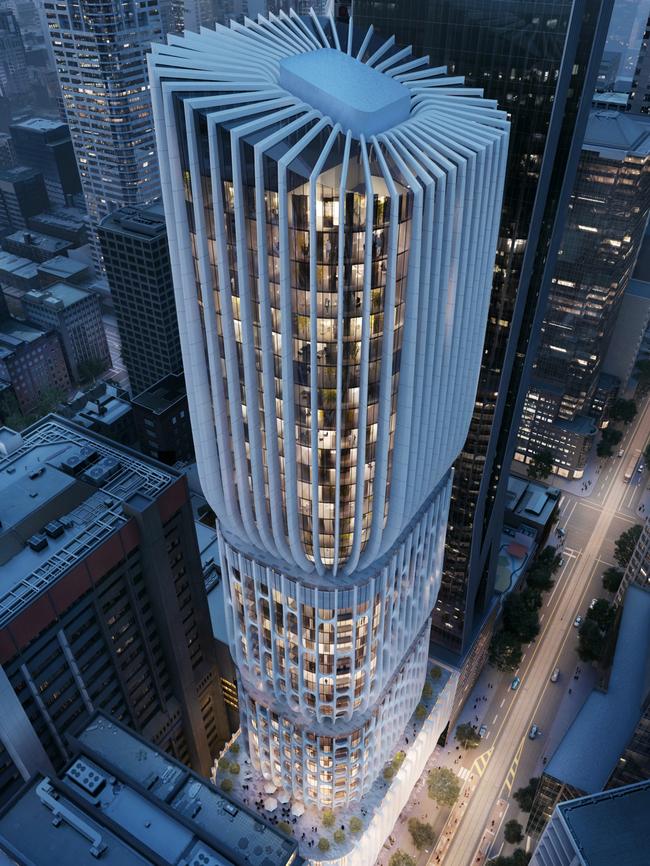 An artist's impression of the 50-level Mandarin Oriental luxury hotel planned for the heart of Melbourne.