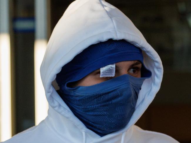 SYDNEY, AUSTRALIA - NewsWire Photos APRIL 23, 2024: Nikolaj Mikic, 23, leaving Fairfield Police station on bail. Picture: NCA NewsWire / David Swift