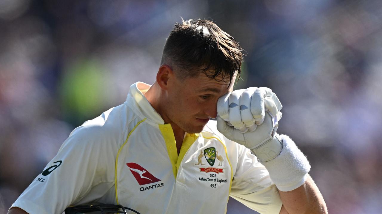 Opportunity lost: Marnus Labuschagne reacts to his brain explosion dismissal Picture: AFP