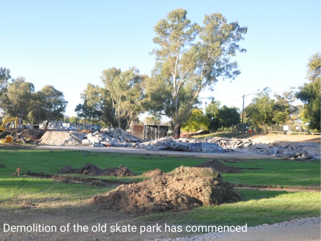 Construction for the skate park began on April 16 2021.