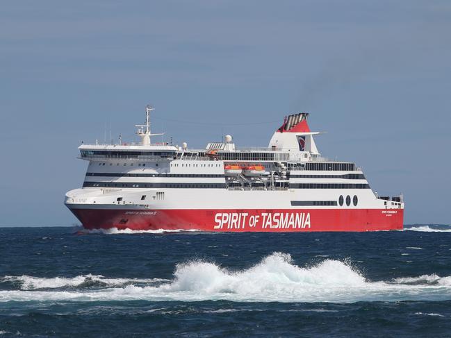 Officers responded to staged fatal stabbings on the Spirit of Tasmania as part of a training exercise. Picture: Alan Barber