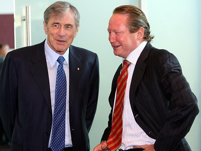 Business heavyweights spruiking Australia ... Seven Network executive chairman Kerry Stokes and Fortescue Metals Group CEO Andrew Forrest.