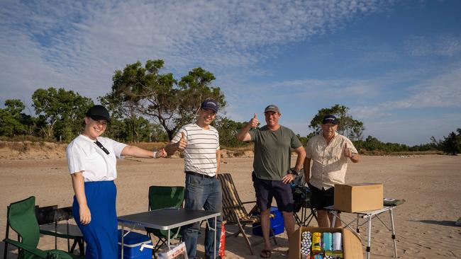 Liliya Sabirova, Ildar Sabirov, Brad Norissh and Ian Thompson had the set up at Lee Point. Picture: Pema Tamang Pakhrin