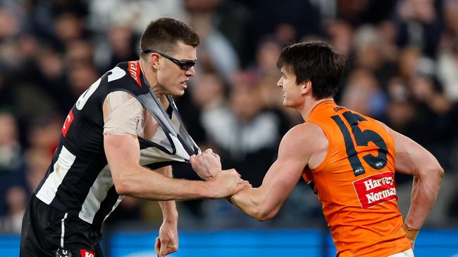 Mason Cox loves a biff. (Photo by Dylan Burns/AFL Photos via Getty Images)