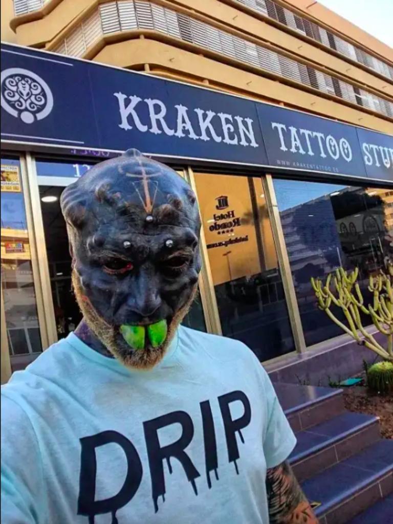 He has had his tongue split and eyeballs tattooed. Picture: Instagram