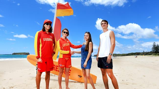 Two people on their first date almost drowned at Dreamtme Beach at Fingal last week before lifeguards managed to rescue them from the surf.